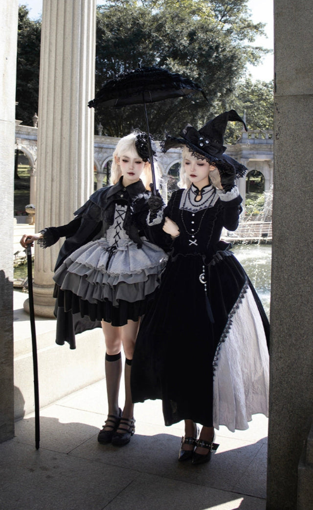 Asymmetrical design long witch dress