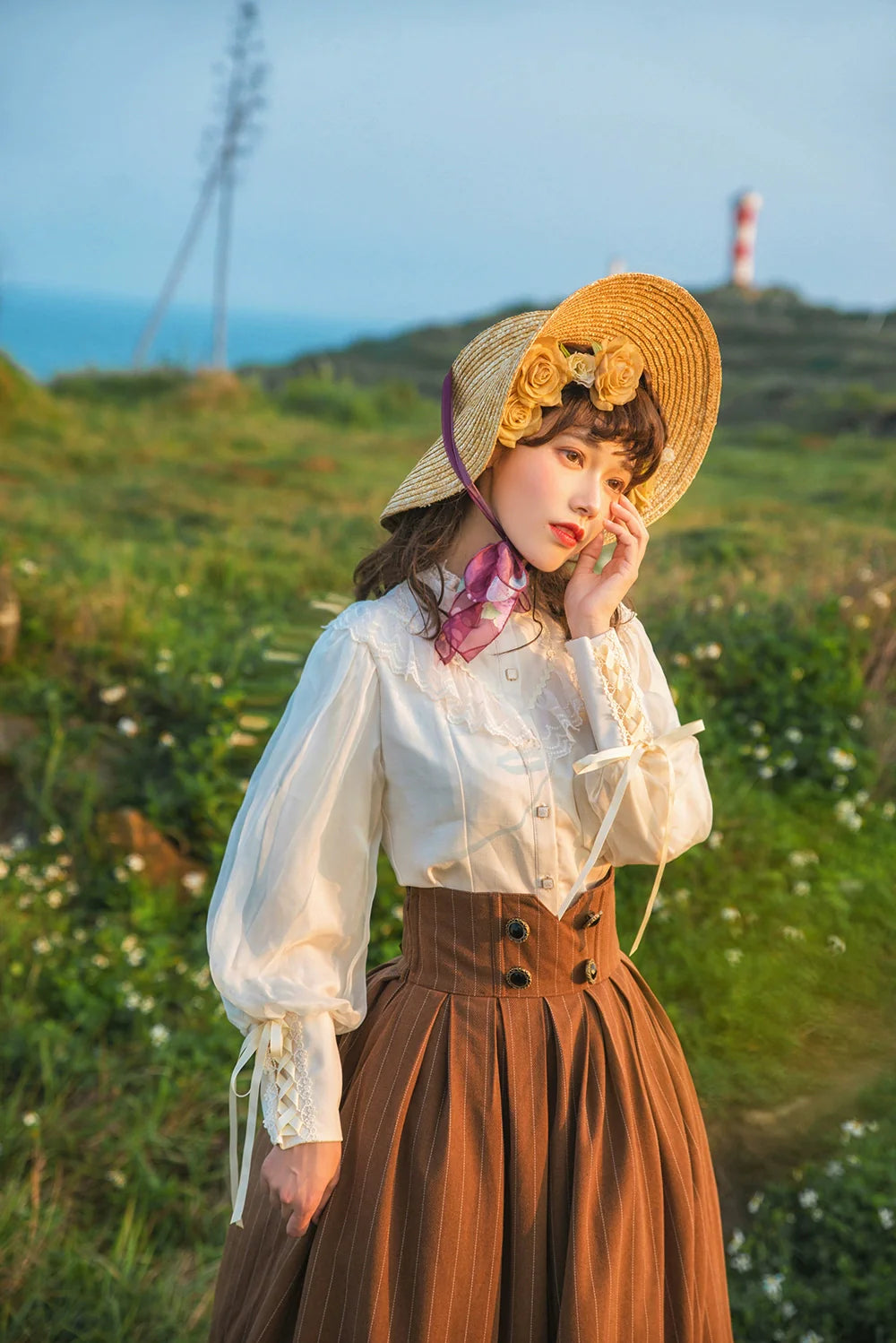 [Pre-order] British Classical Lolita Vertical Striped High Waist Skirt