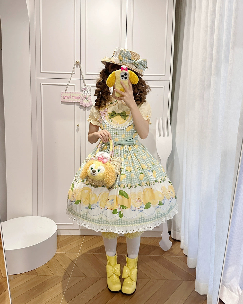 【受注予約5/14まで】Lemon Sweetie プリントジャンパースカート・ミドル丈