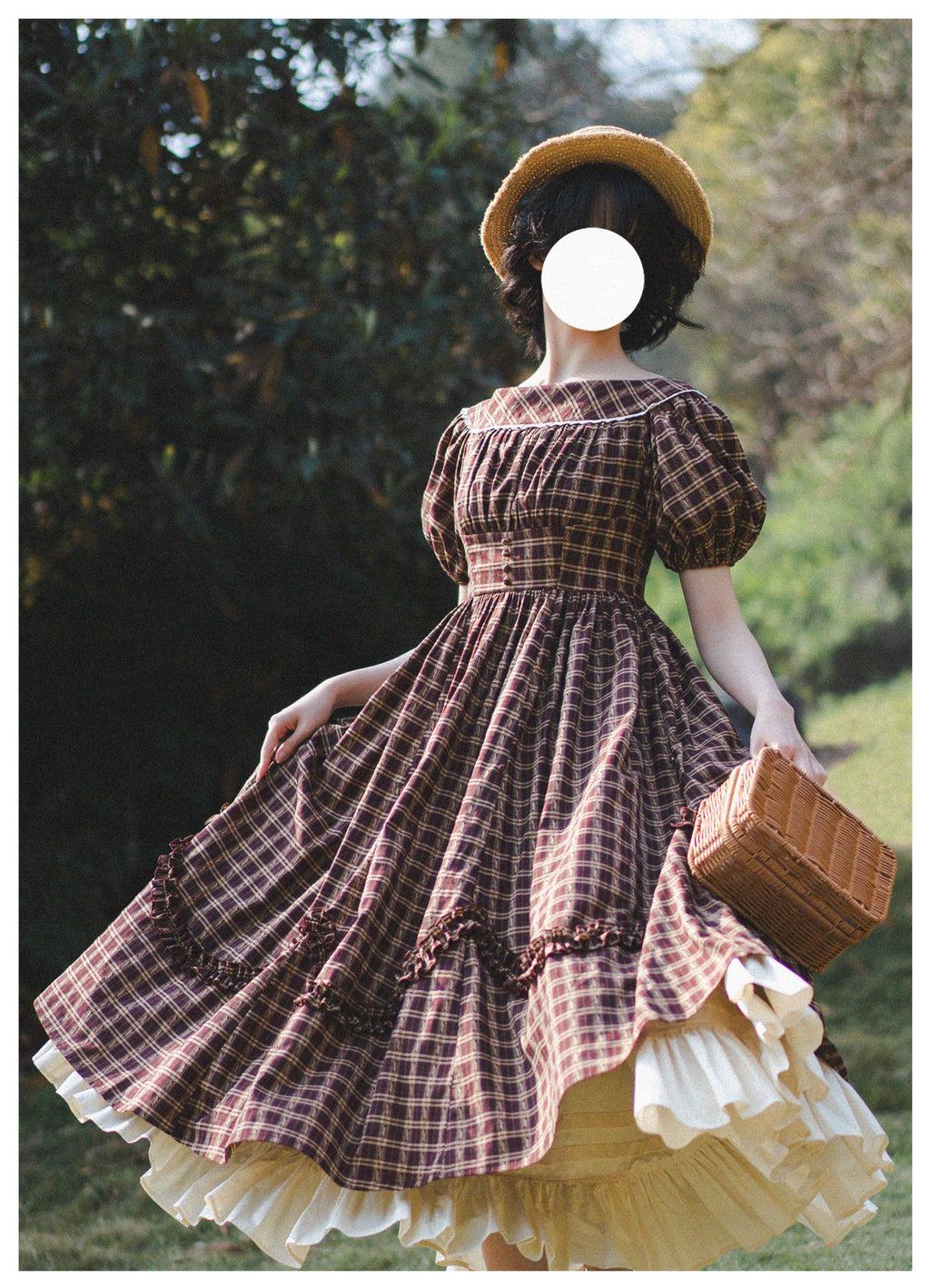 Forest Picnic チェックのワンピース