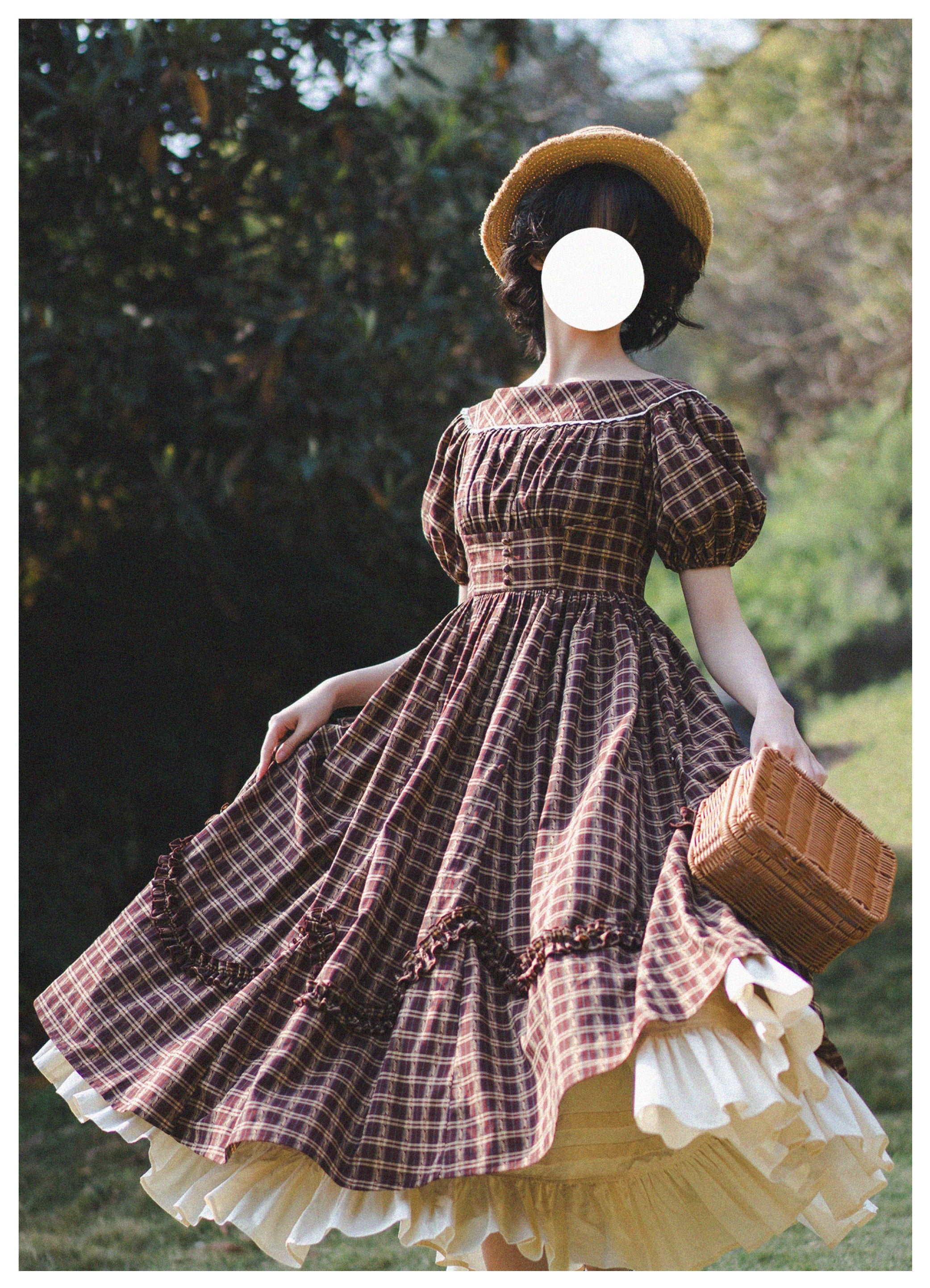 Forest Picnic チェックのワンピース