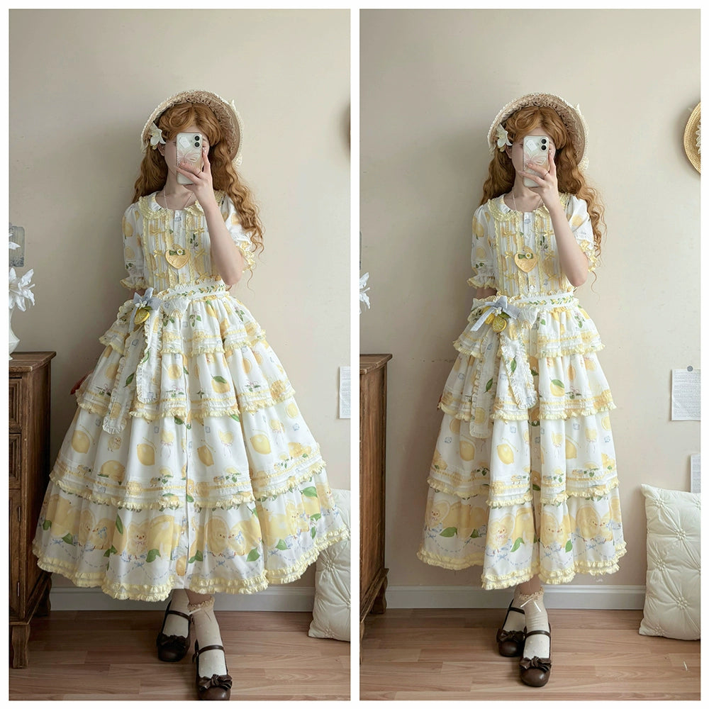 【予約販売】Lemon Sweetie プリント半袖ワンピース・ラグジュアリータイプ