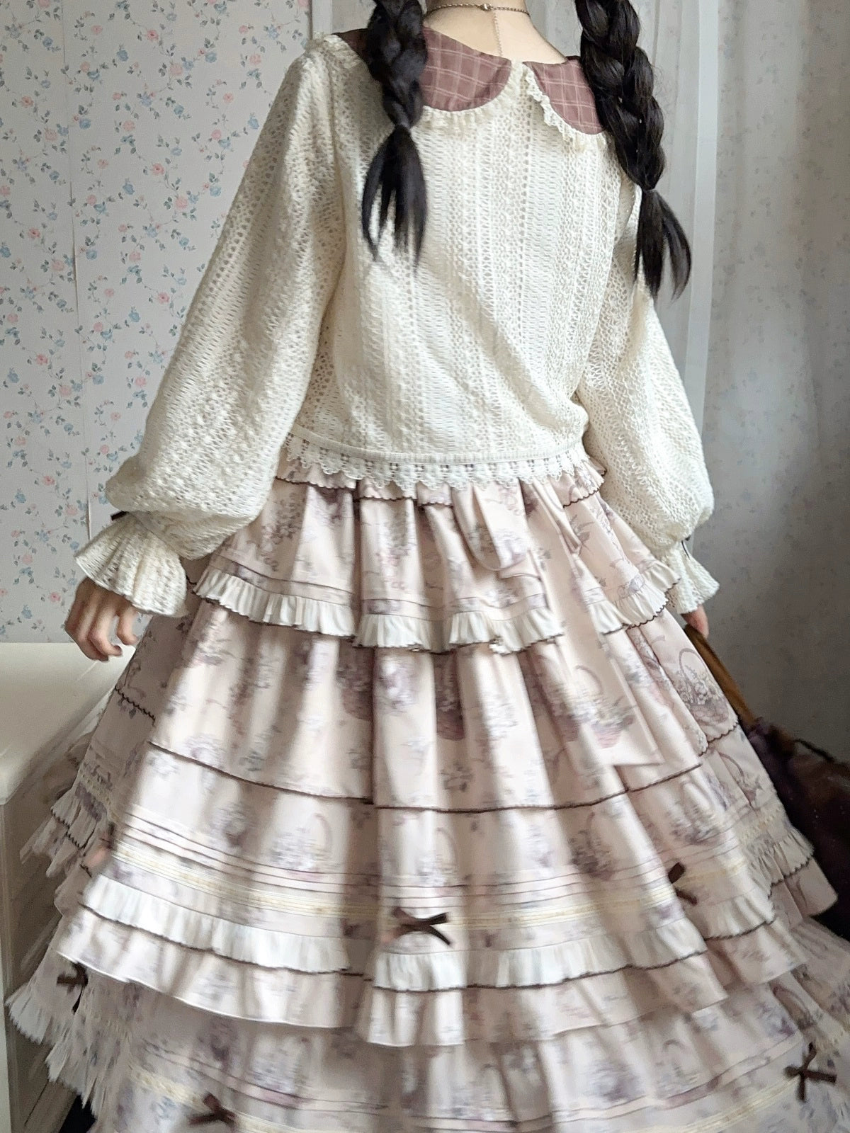 Flower Basket Country style jumper skirt and cardigan
