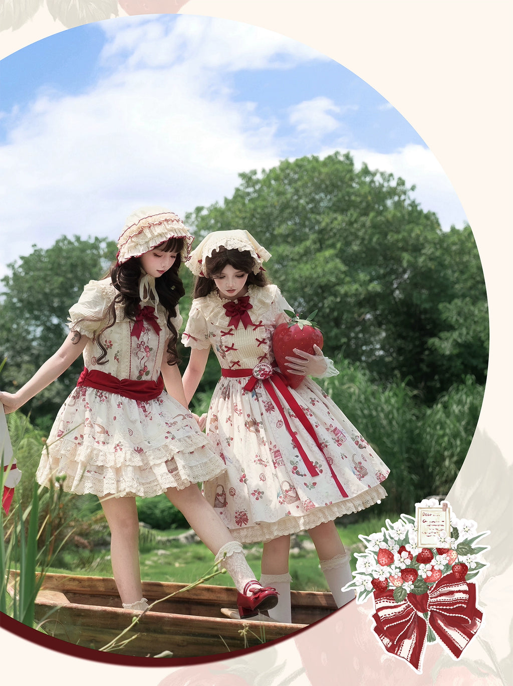 【受注予約8/14まで】 Strawberry Whisper プリントジャンパースカート