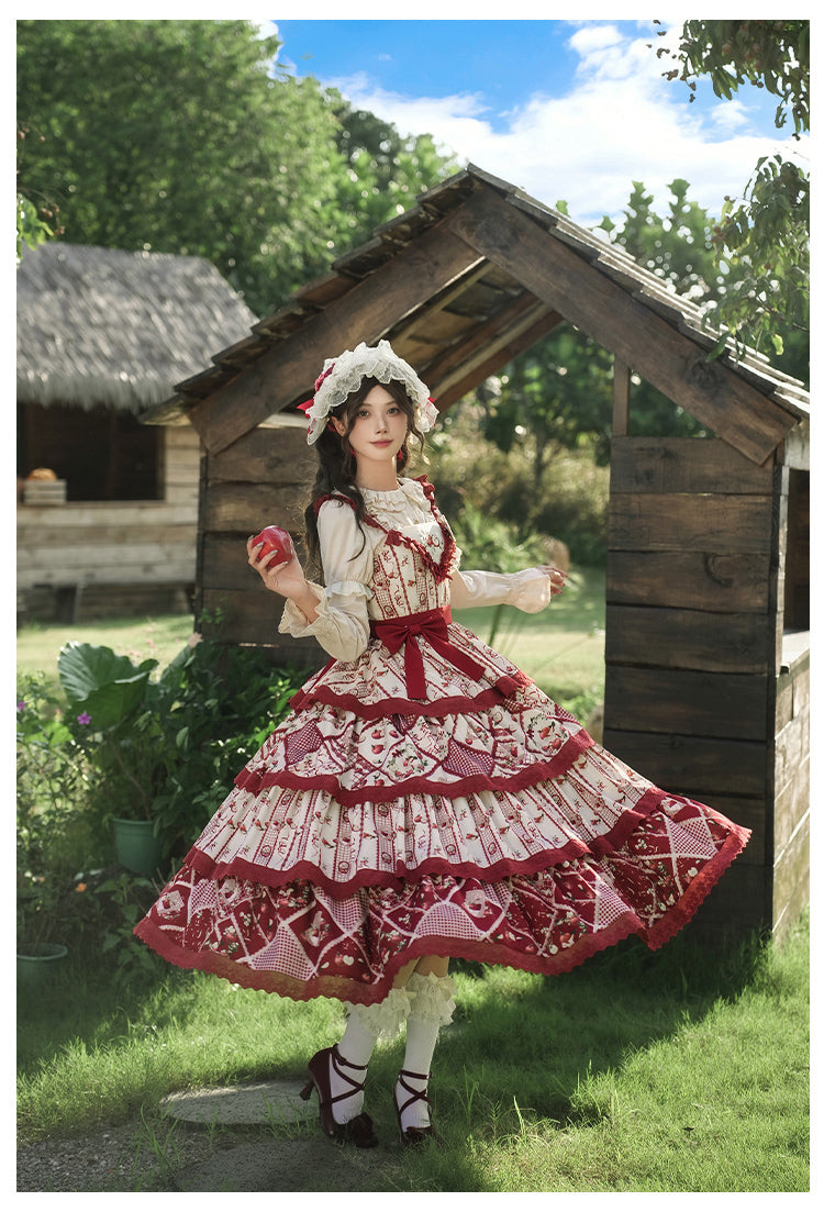 秋色のフローラルジャンパースカート