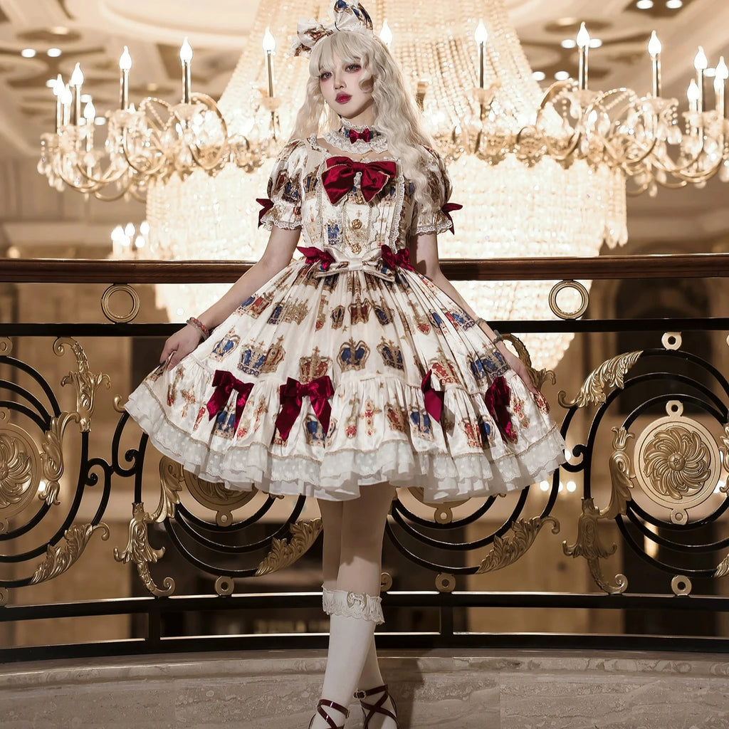 [Resale/Pre-orders available until 3/9] Star Crown Velvet Ribbon Print Dress