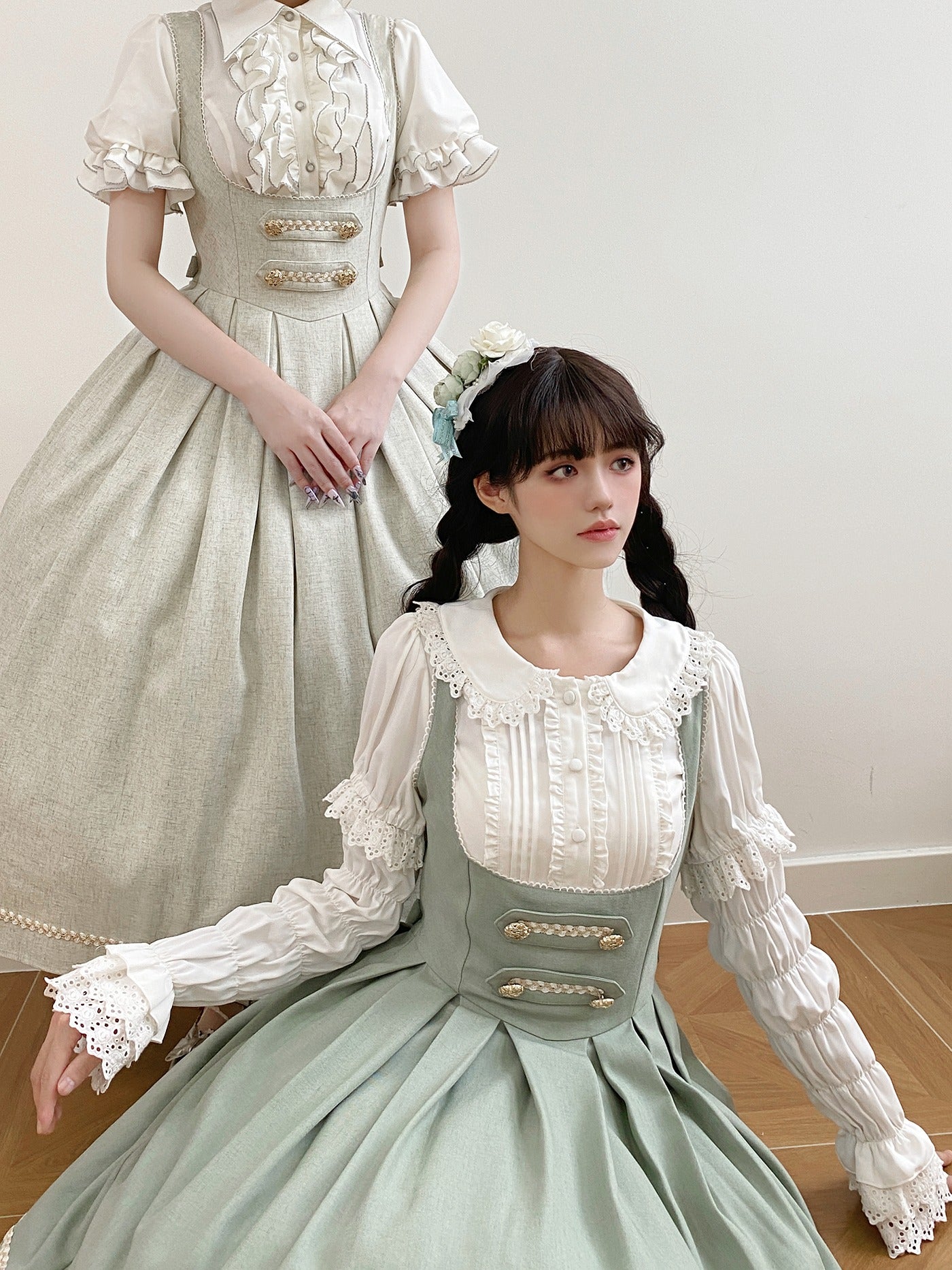 [Resale/Pre-orders available until 10/28] Bright Moon Corset Jumper Skirt, Plain Type [Light Green]