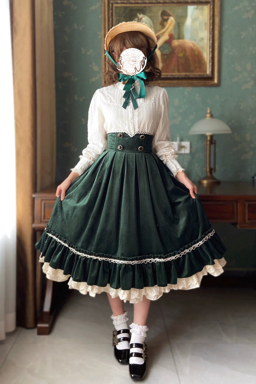 [Pre-order] British Classical Lolita Velvet High Waist Skirt