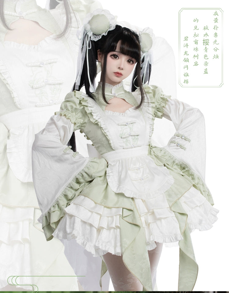 Song of Green Bamboo エプロン付き華ロリミニドレスフルセット