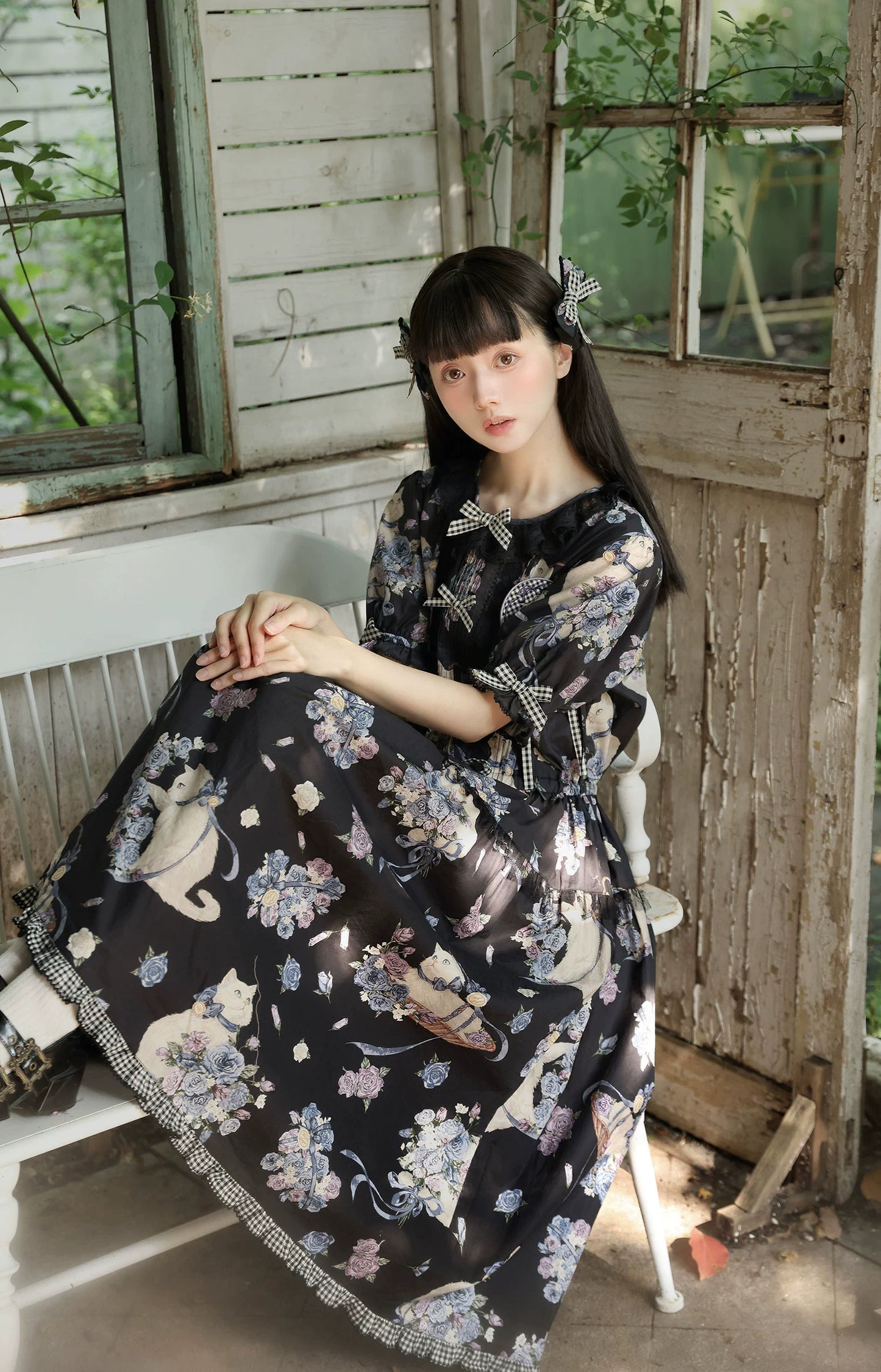 【受注予約6/19まで】Rural Cat プリントワンピース