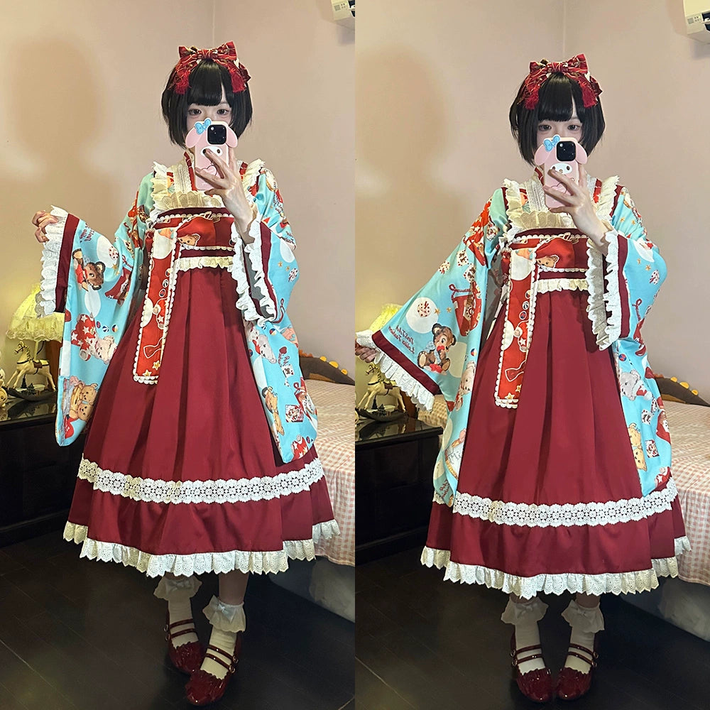 【受注予約7/29まで】Bear Bear World 袴風セットアップ