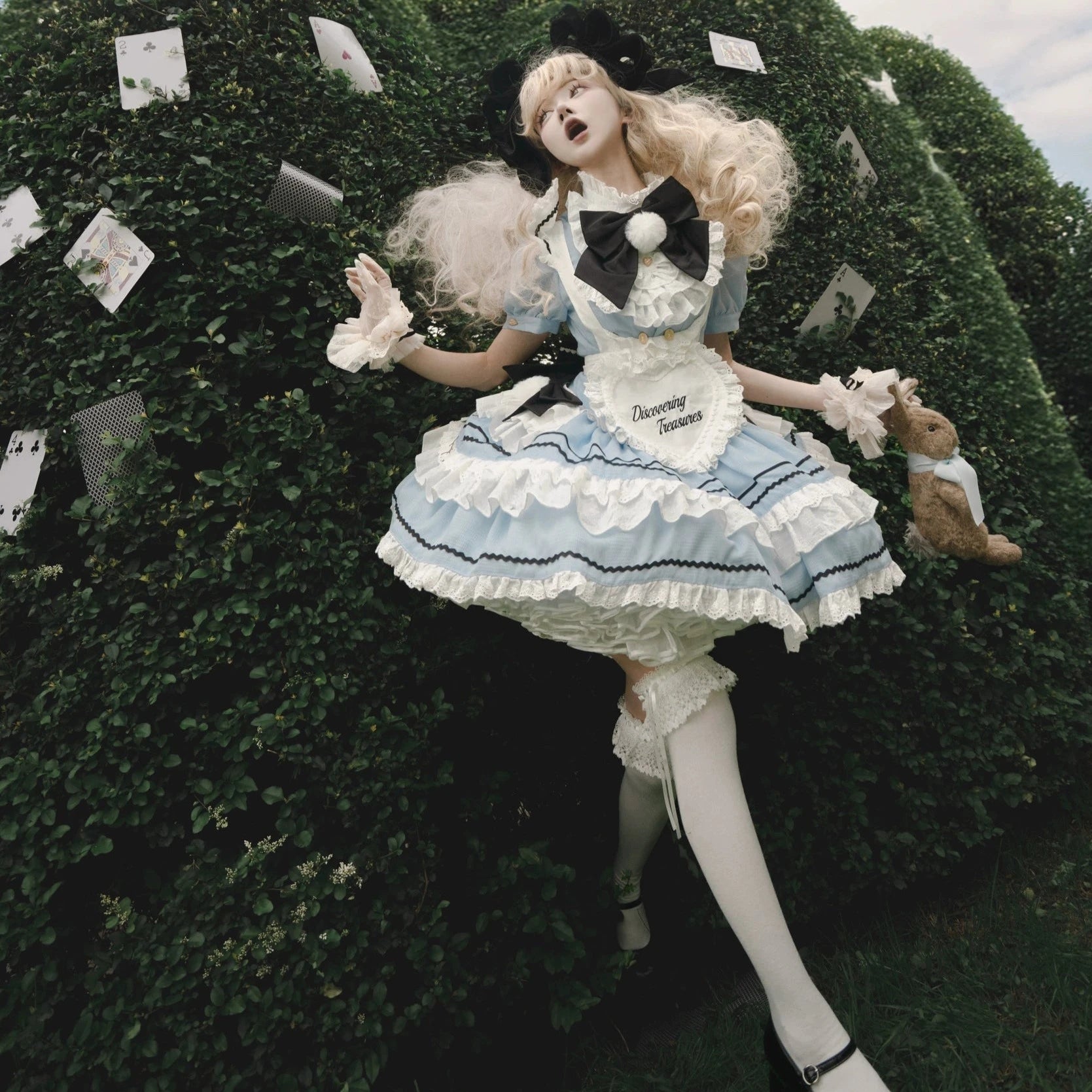【再販・受注予約7/16まで】Fairydoll Maid ミニ丈半袖ワンピース エプロン・ドロワーズ付き