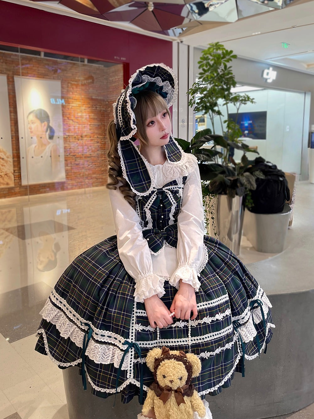 【受注予約10/15まで】Checkered Petal Rabbit リボンジャンパースカート