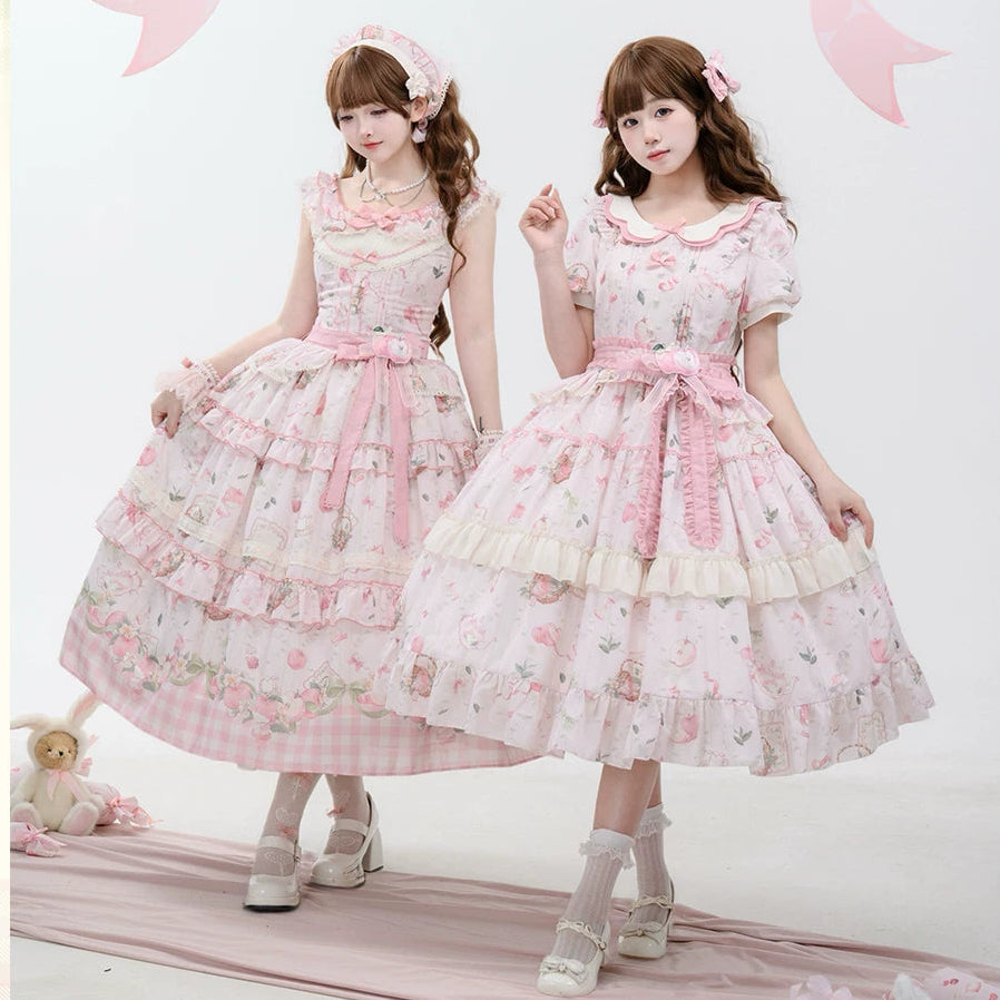 【受注予約9/2まで】Natural Apple Tea ガーデンワンピース・ピンク