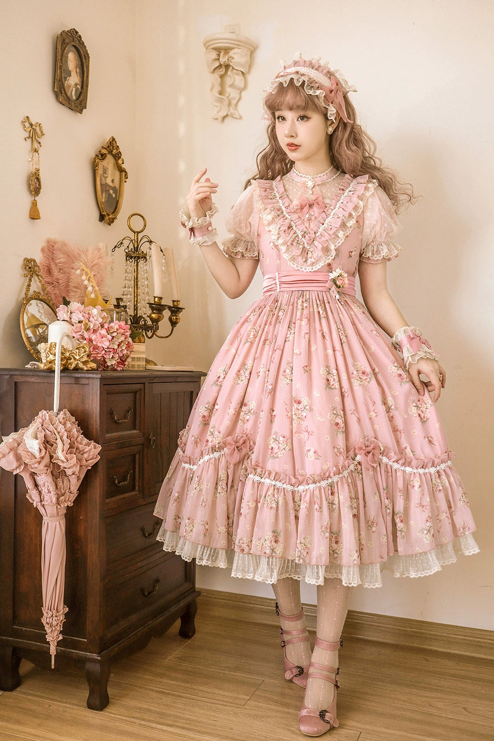 Daydream Rosa Classical rose pattern dress