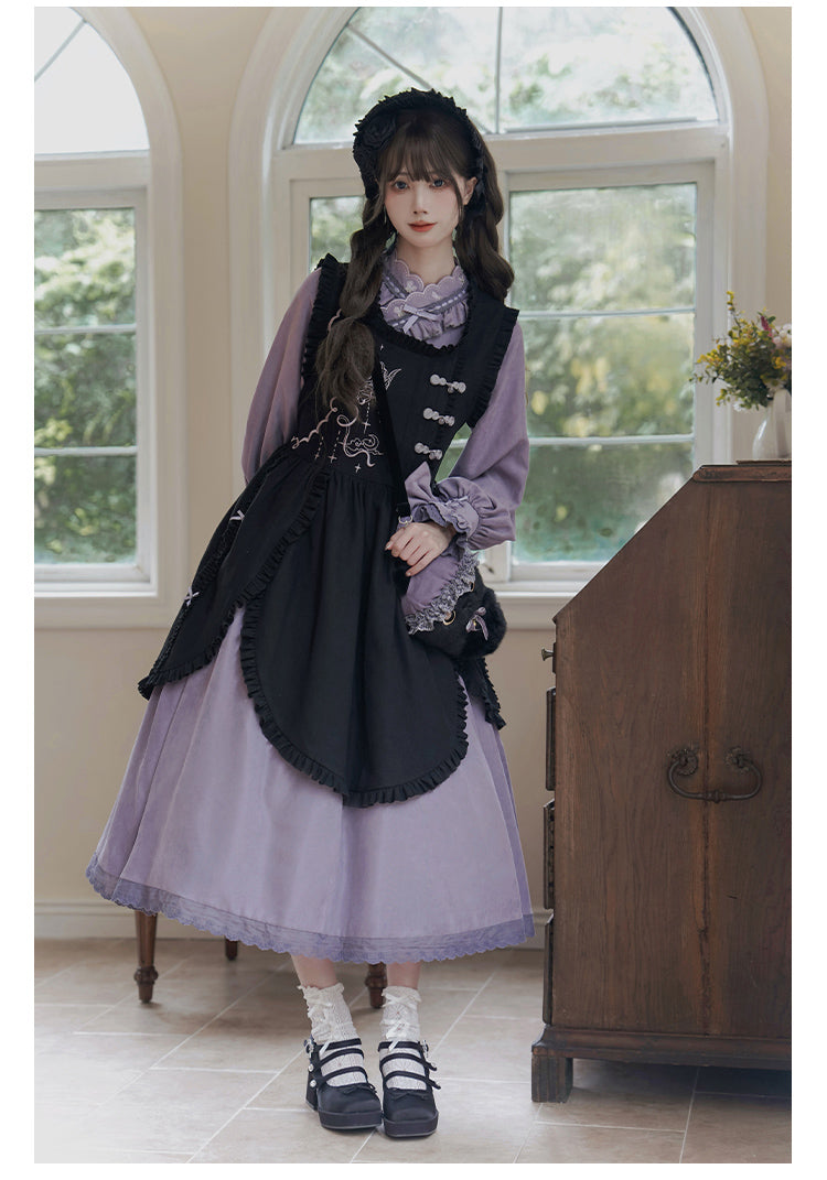 Sweet Moon 鈴蘭刺繍の華ロリエプロンとワンピース