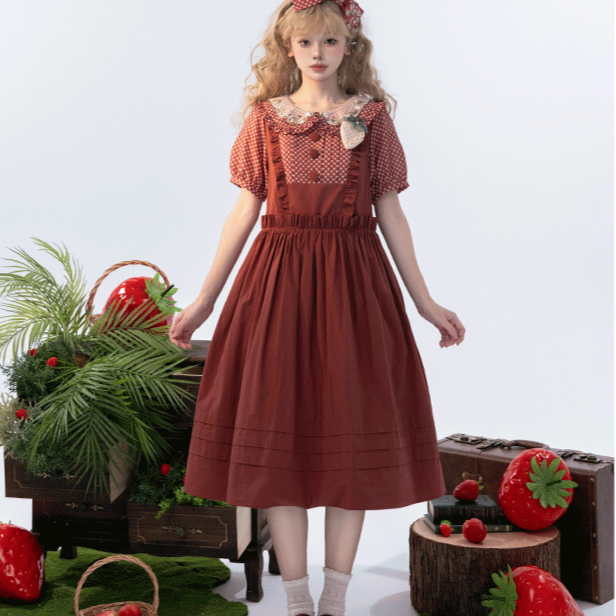 [Pre-orders available until 9/1] Strawberry Field Check x Plain Dress