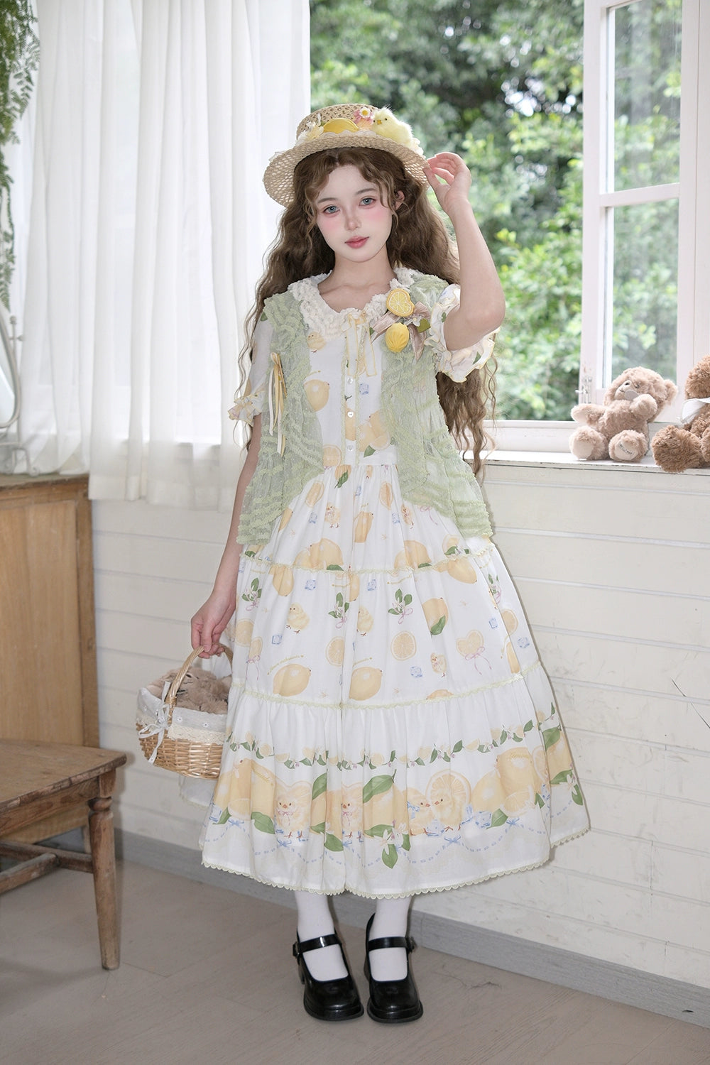 【予約販売】Lemon Sweetie プリント半袖ワンピース・デイリータイプ