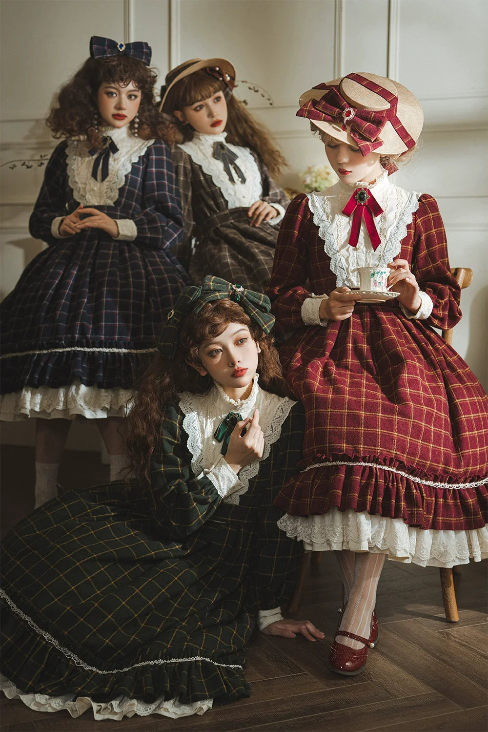 British Classical Lolita Warm Check Dress