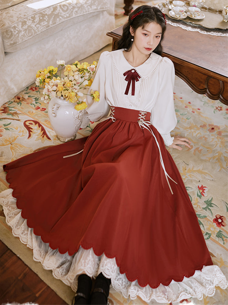 Lady-style retro classical setup [Long sleeve type] Total 5 colors
