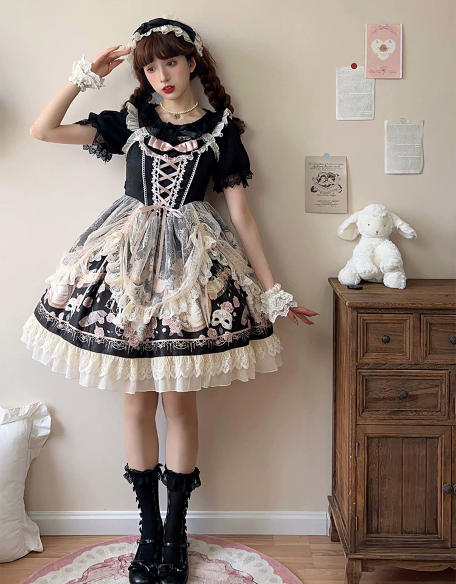 【予約販売】プロローグ 薔薇とフリルのジャンパースカート