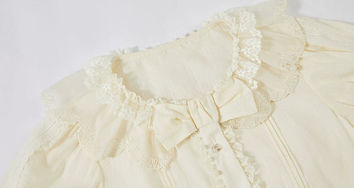 【受注予約7/16まで】Limone Town カントリー風半袖ブラウス