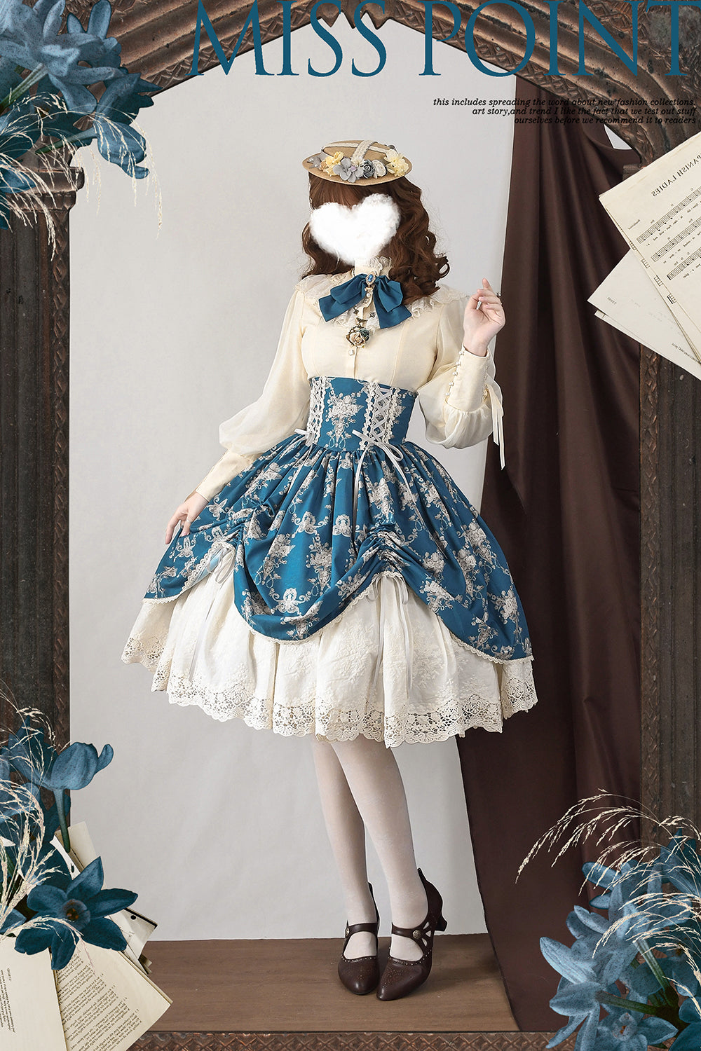【予約販売】Antique Flower Wall ハイウエストスカート