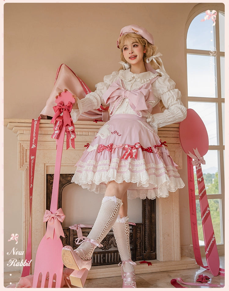 【受注予約6/11まで】Bow Rabbit リボンのサスペンダースカート