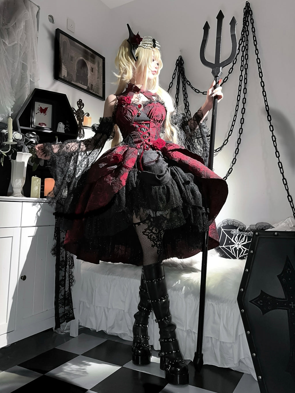 Dark Crimson Rose ゴスロリジャンパースカート