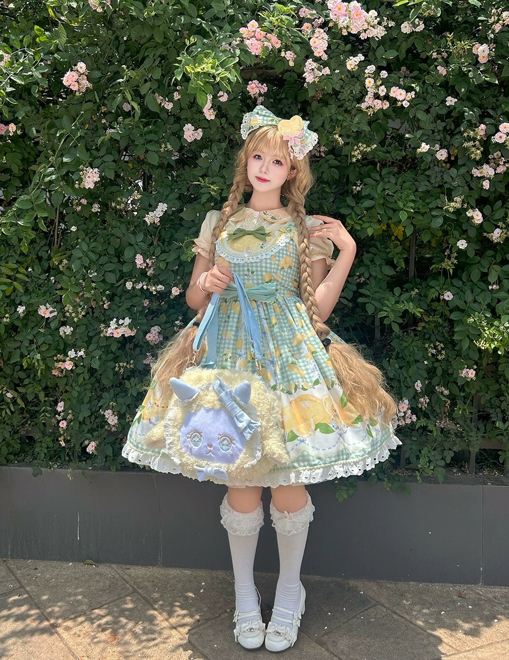 【予約販売】Lemon Sweetie プリントジャンパースカート・ミドル丈