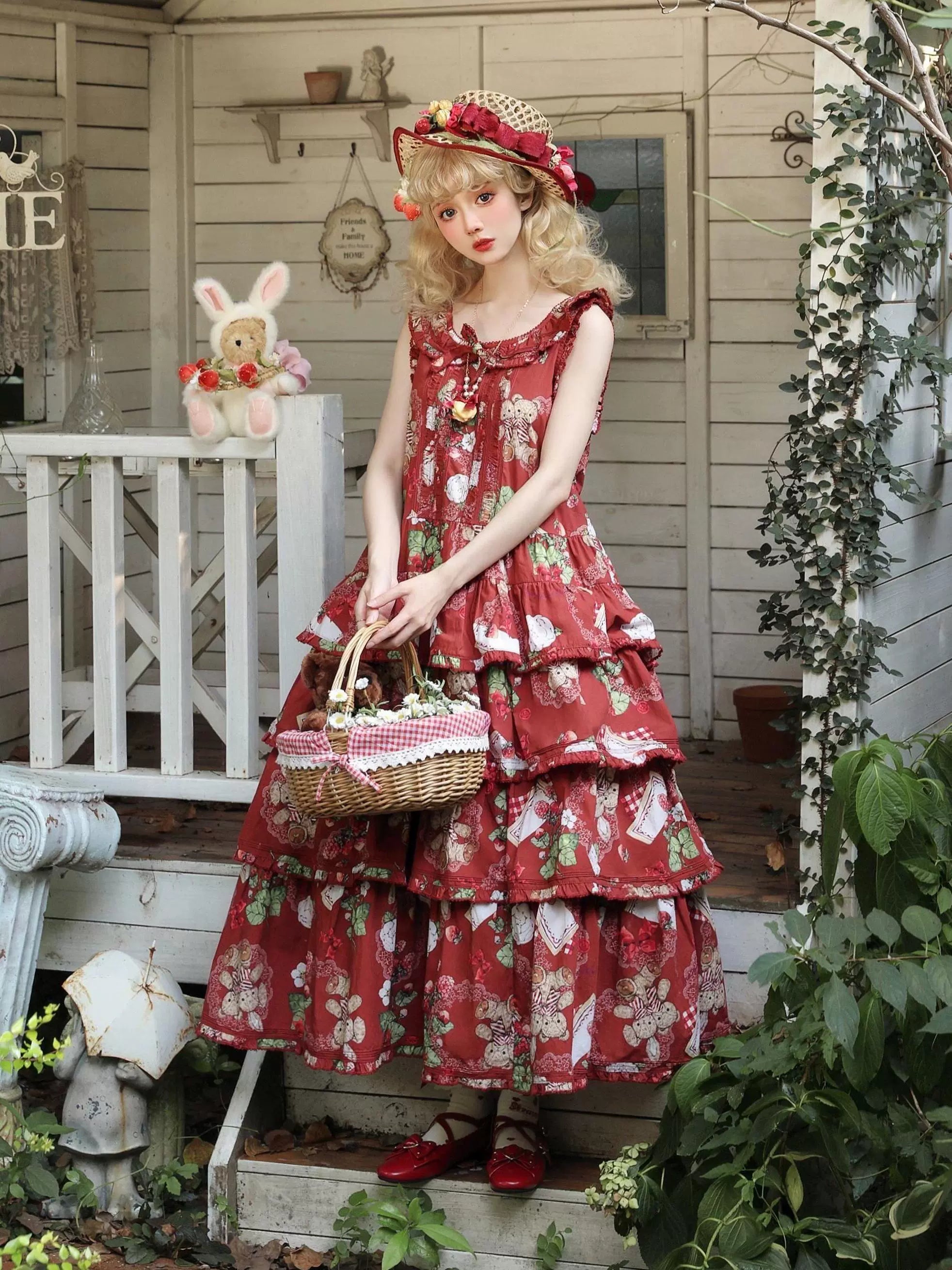 【再販・受注予約5/18まで】Camellia Berry ジャンパースカート ティアードタイプ・ロング丈