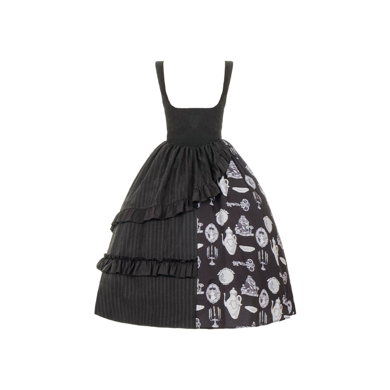 Striped Teapot Asymmetric Jumper Skirt and Top