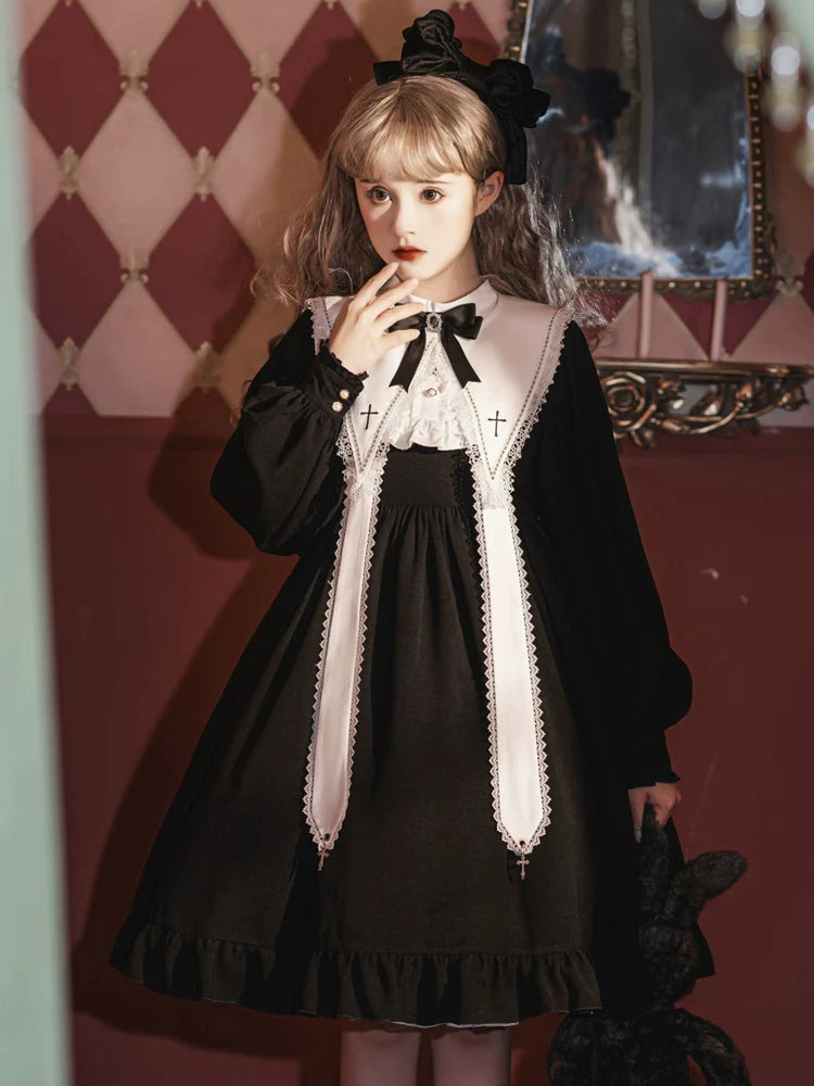 Cross Contract Sister style long sleeve dress with attached collar