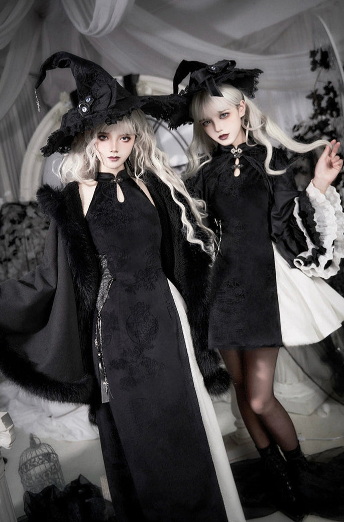 Chinese style Gothic Lolita witch one-piece dress set, short length