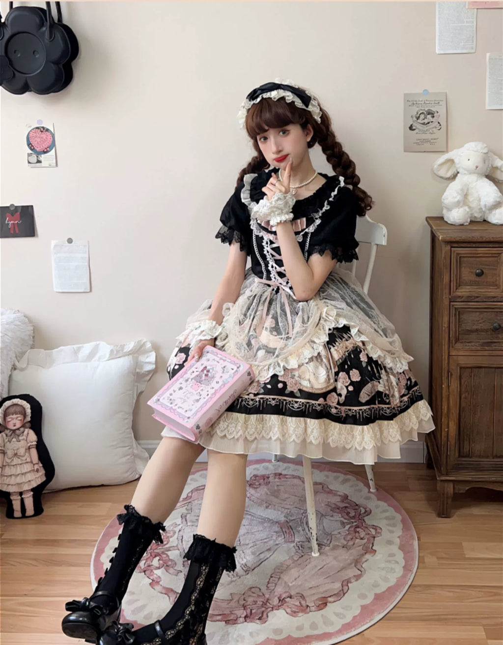 【予約販売】プロローグ 薔薇とフリルのジャンパースカート