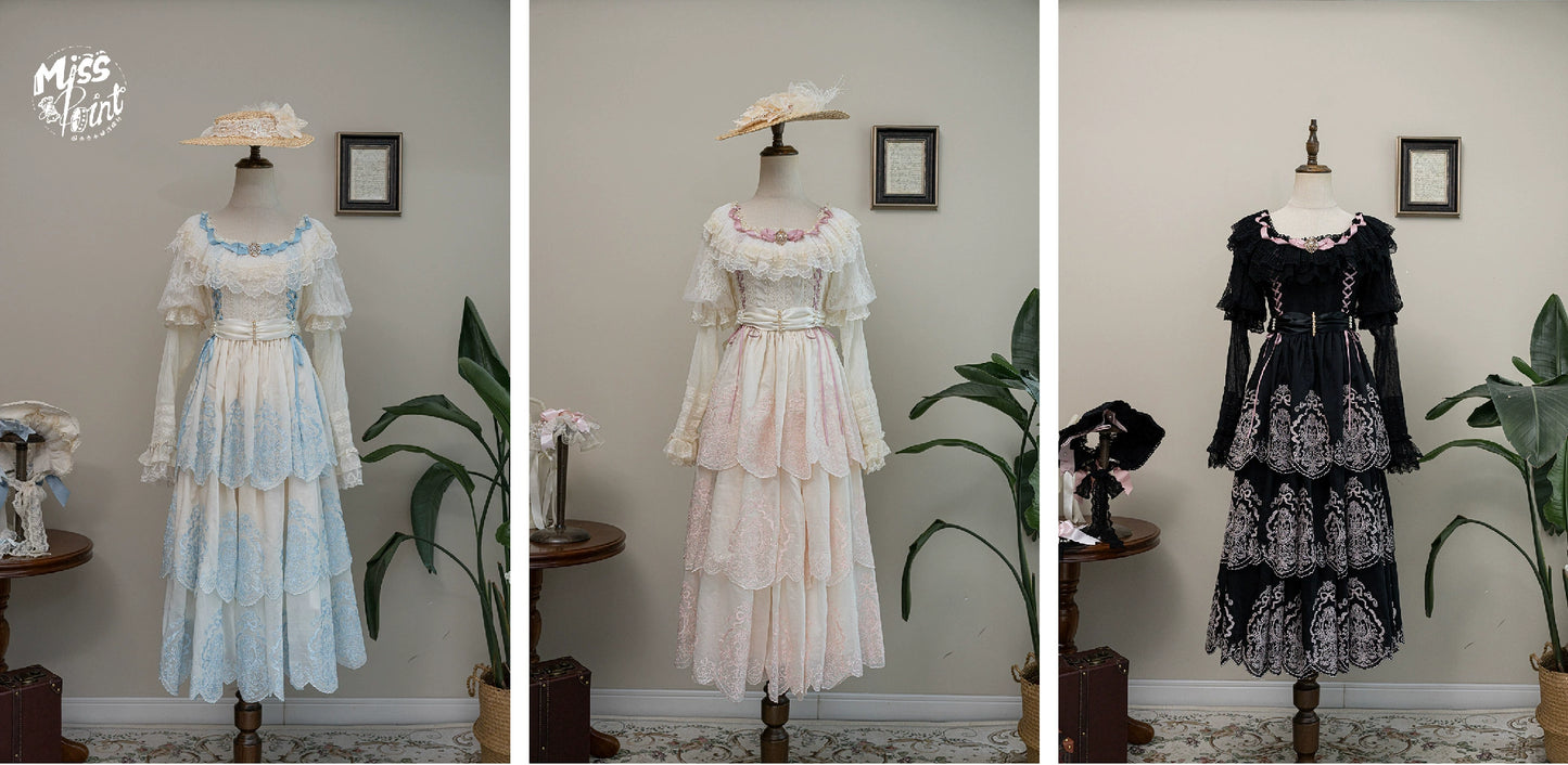 【受注予約9/25まで】Noble Garden 付け袖付き刺繍ワンピース