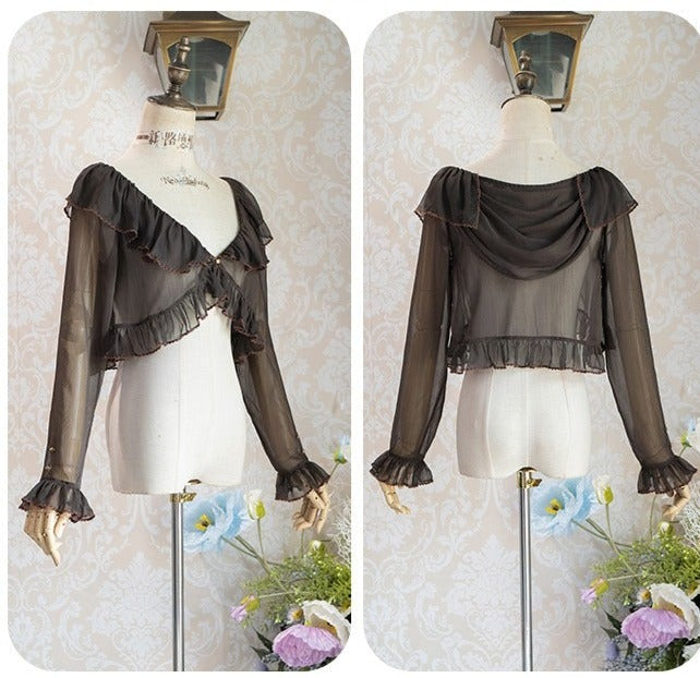 [Sale Period Ended] Porcelain Flower Garden Sheer Cardigan, Short Length
