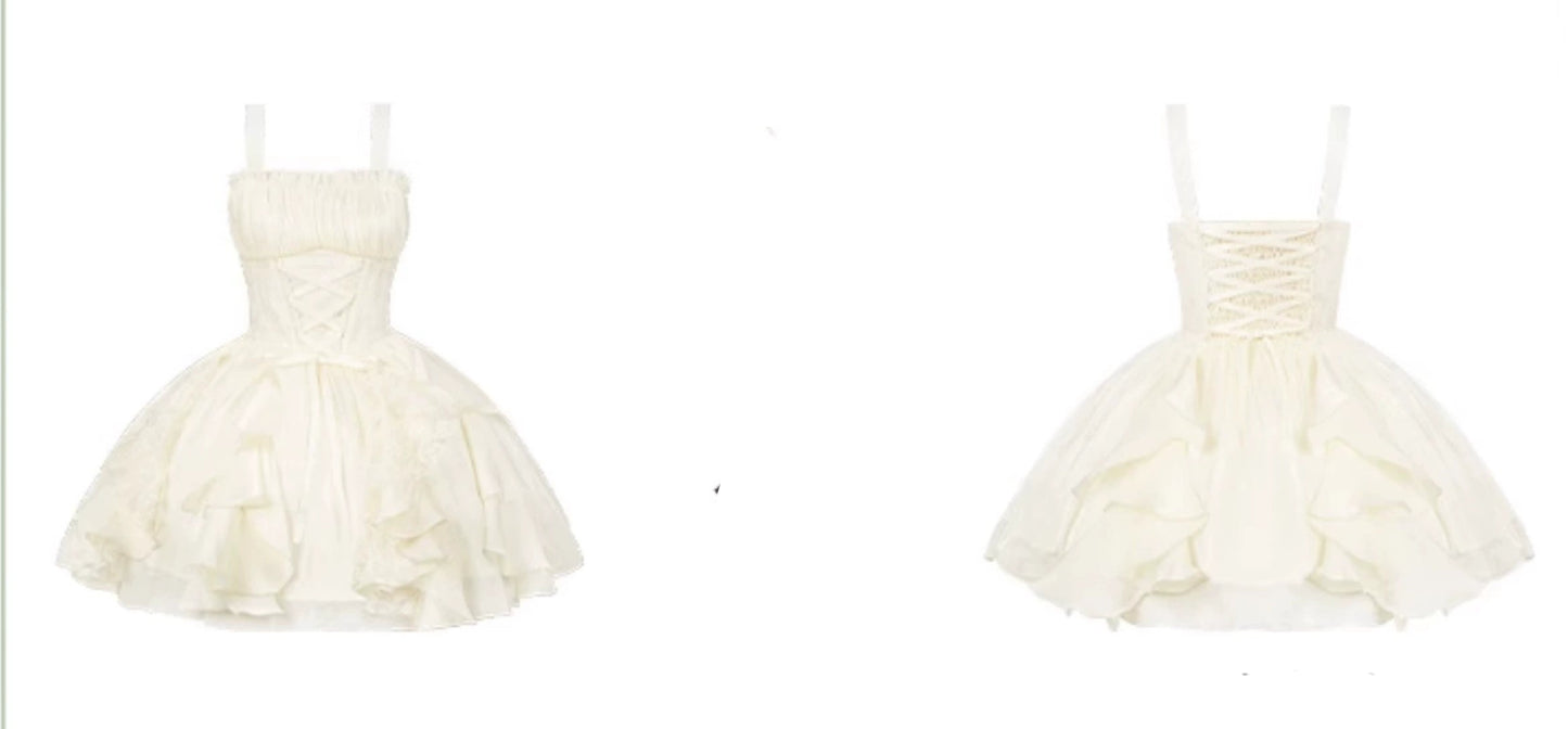 月光変奏曲 エレガントレースアップジャンパースカート・ショート丈