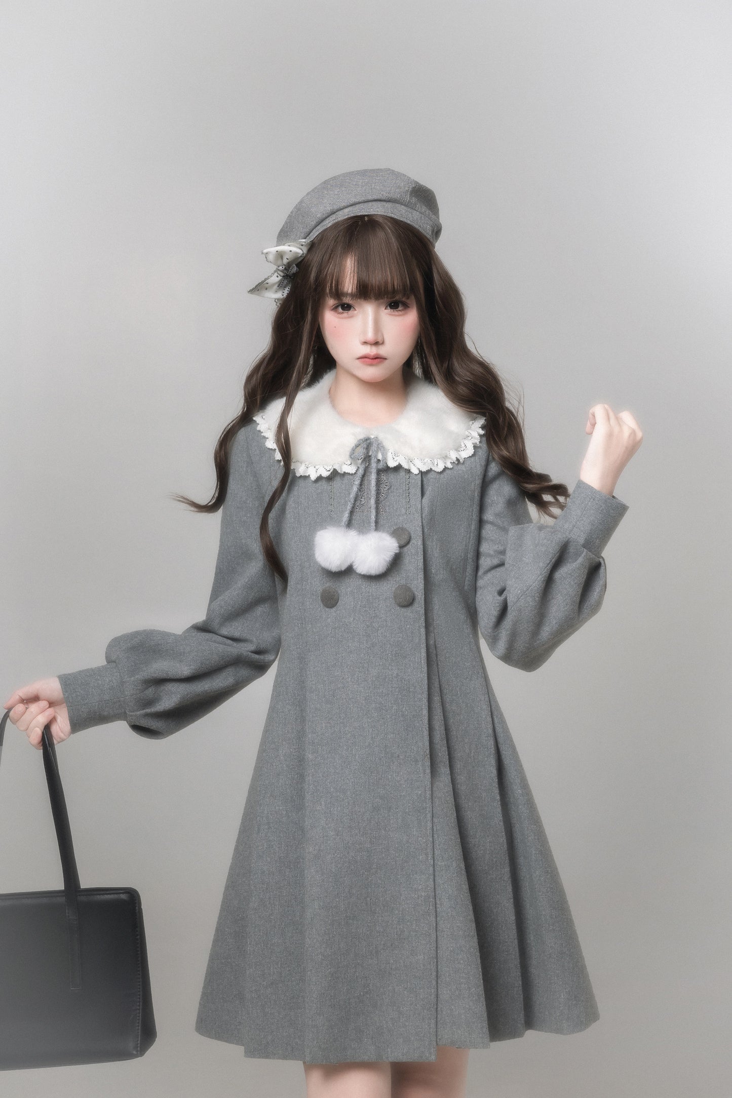 Miss Gray ふわふわ襟付きコート