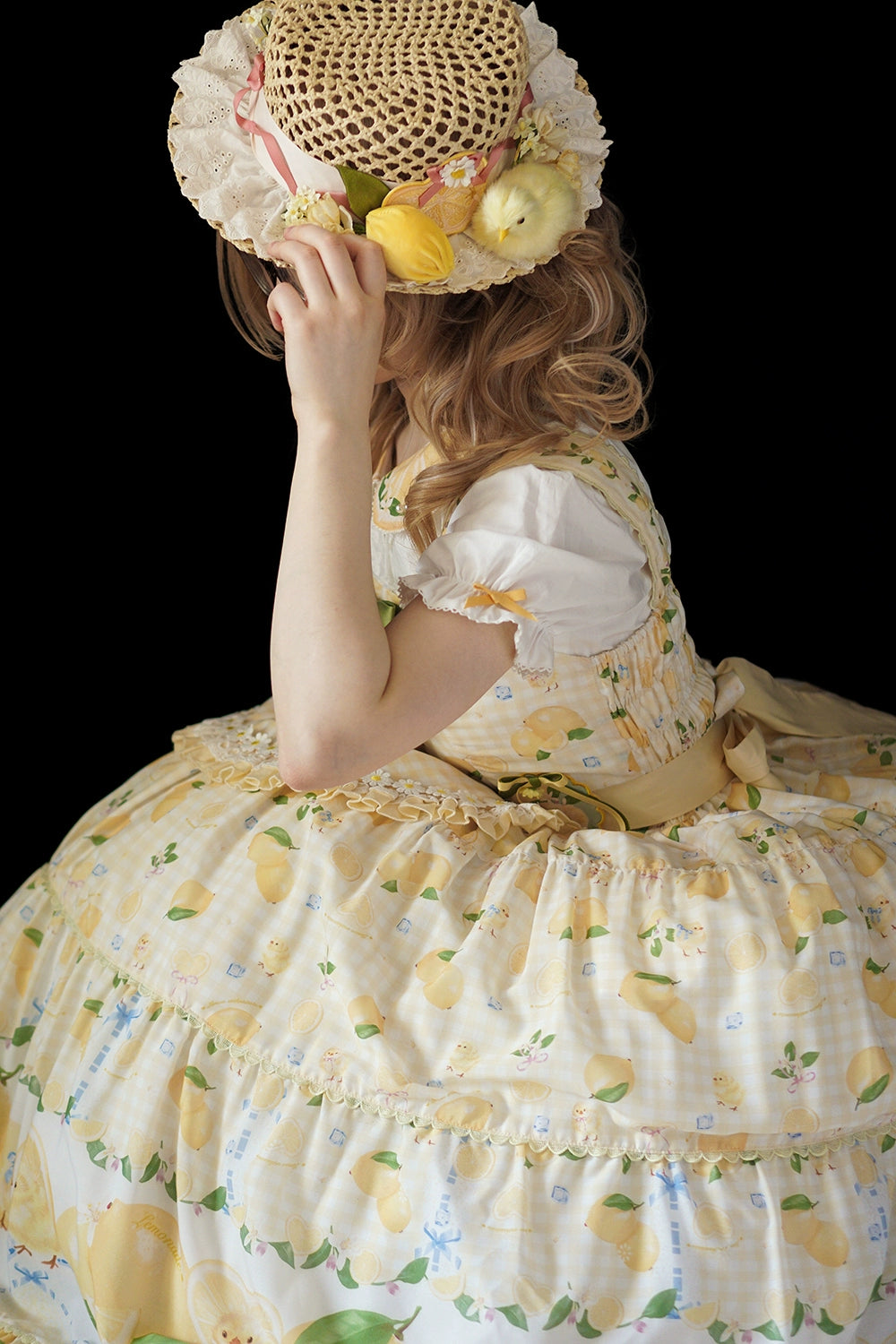 【受注予約5/14まで】Lemon Sweetie プリントジャンパースカート・ロング丈