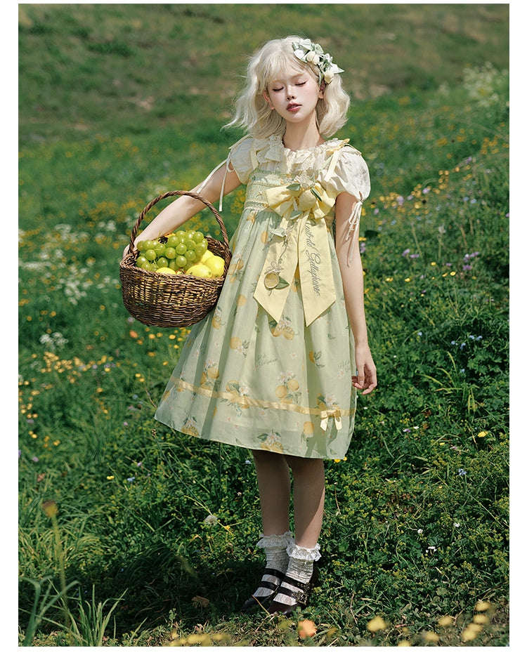 【受注予約7/16まで】Limone Town カントリー風ハイウエストジャンパースカート