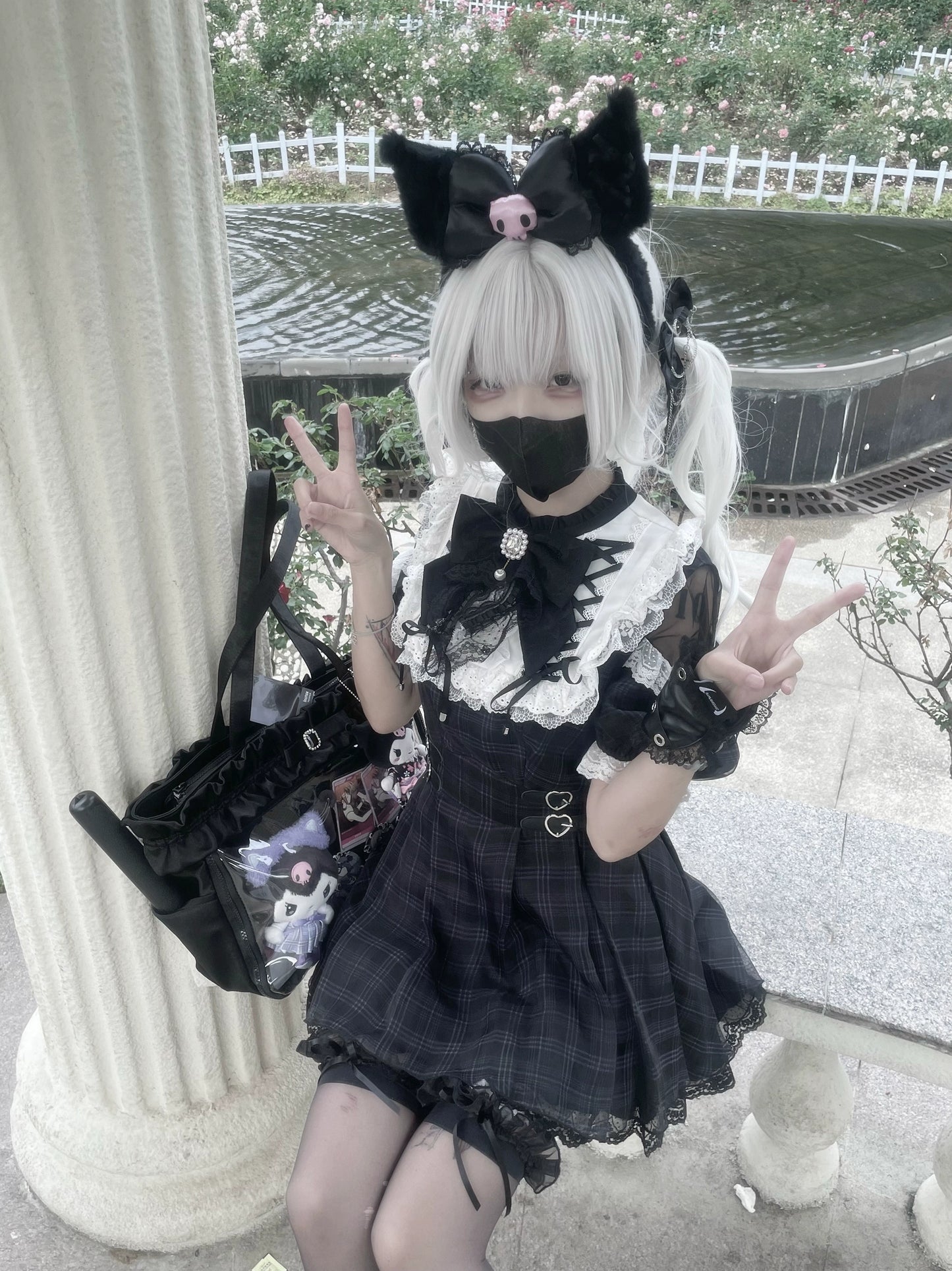 【予約販売】 Angel Heartbeat Black フリルチェックミニ丈ワンピース