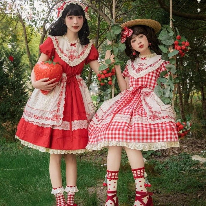 Strawberry Basket スタンドカラーワンピース
