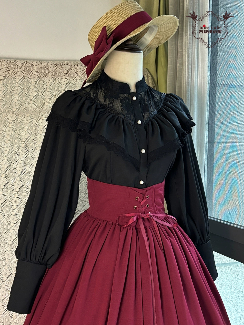【予約販売】Sketch Wild Rose フリルスタンドカラーブラウス