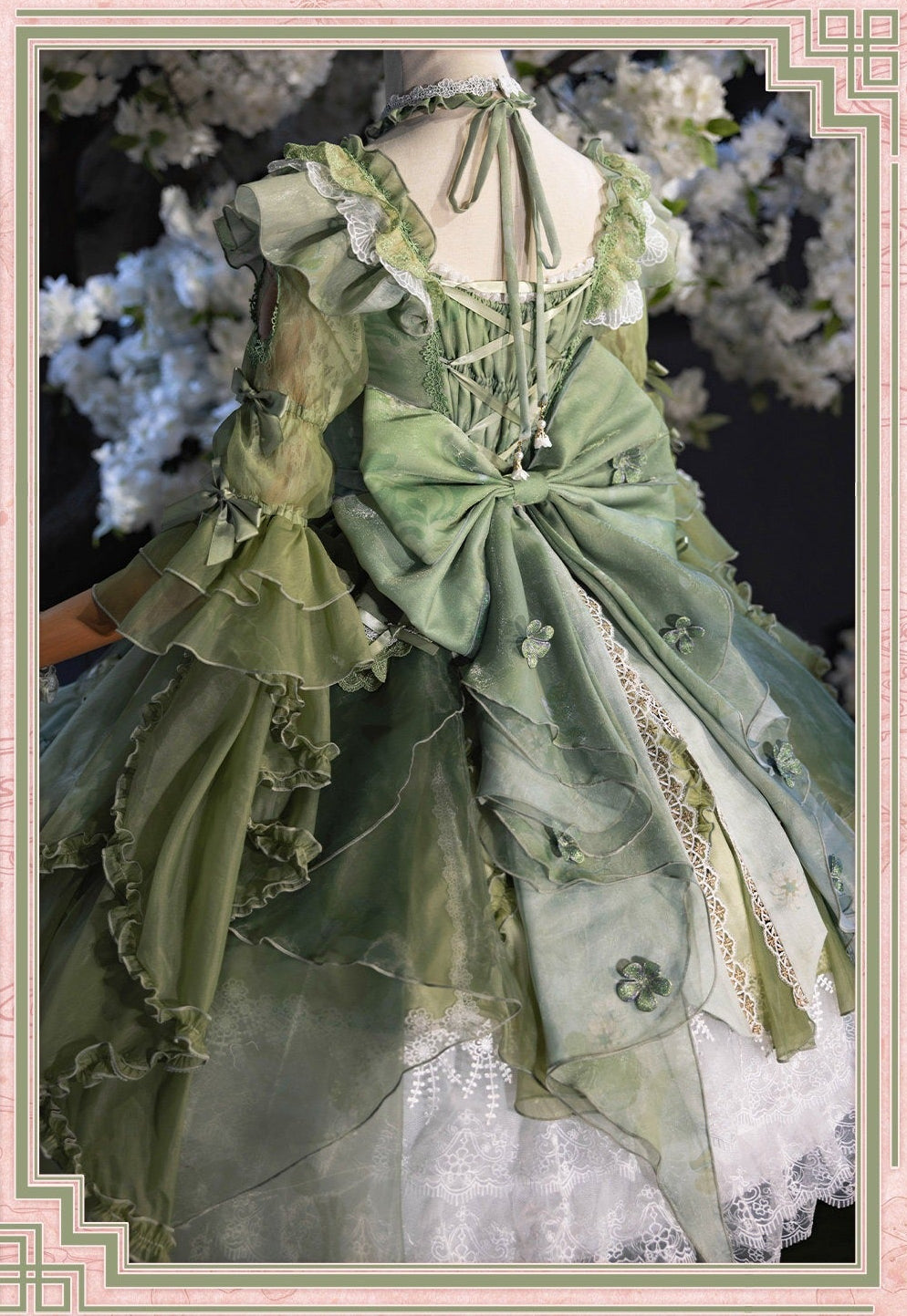 【受注予約6/28まで】瑠璃花霞 華ロリドレス・蒹葭（グリーン）
