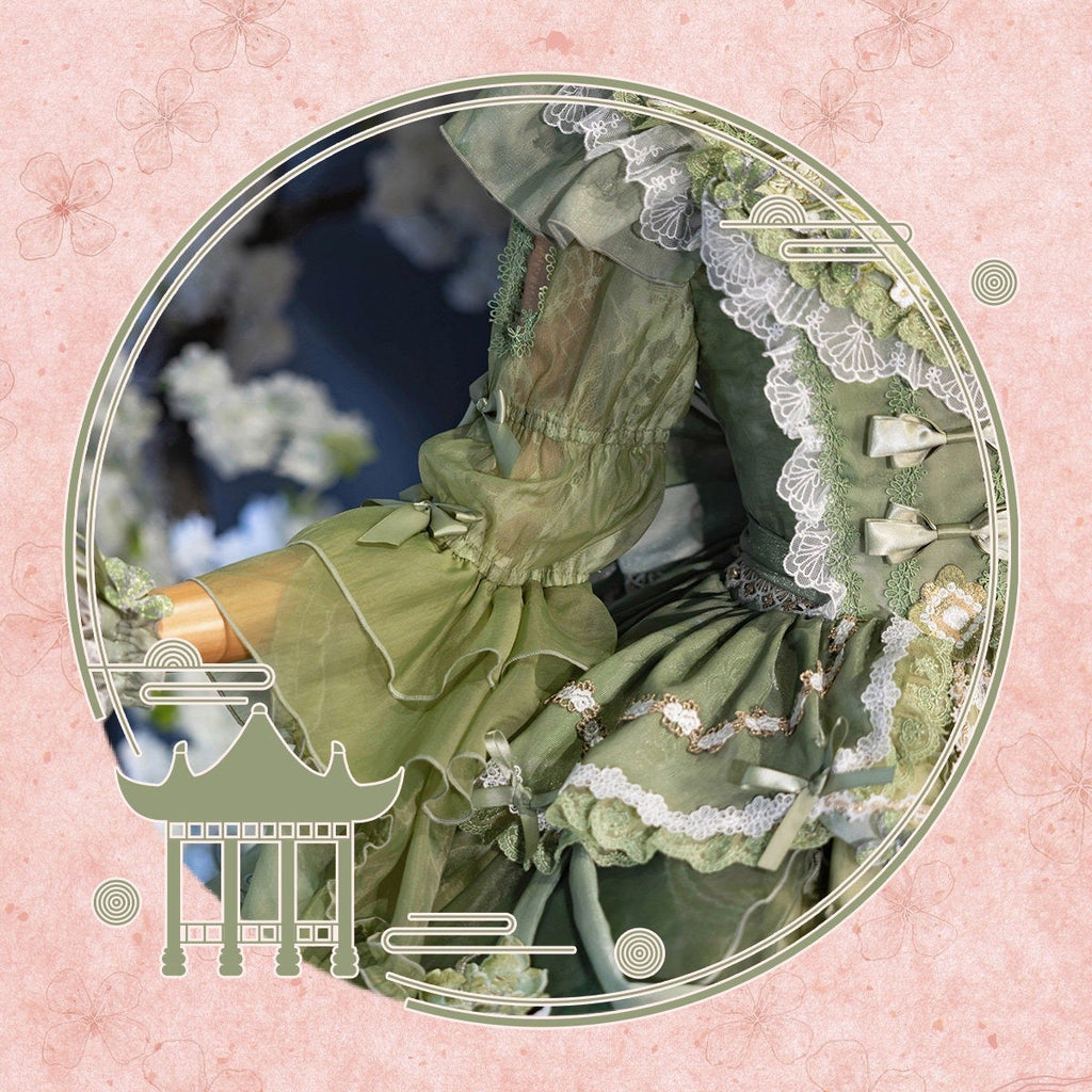 【受注予約6/28まで】瑠璃花霞 華ロリドレス・蒹葭（グリーン）