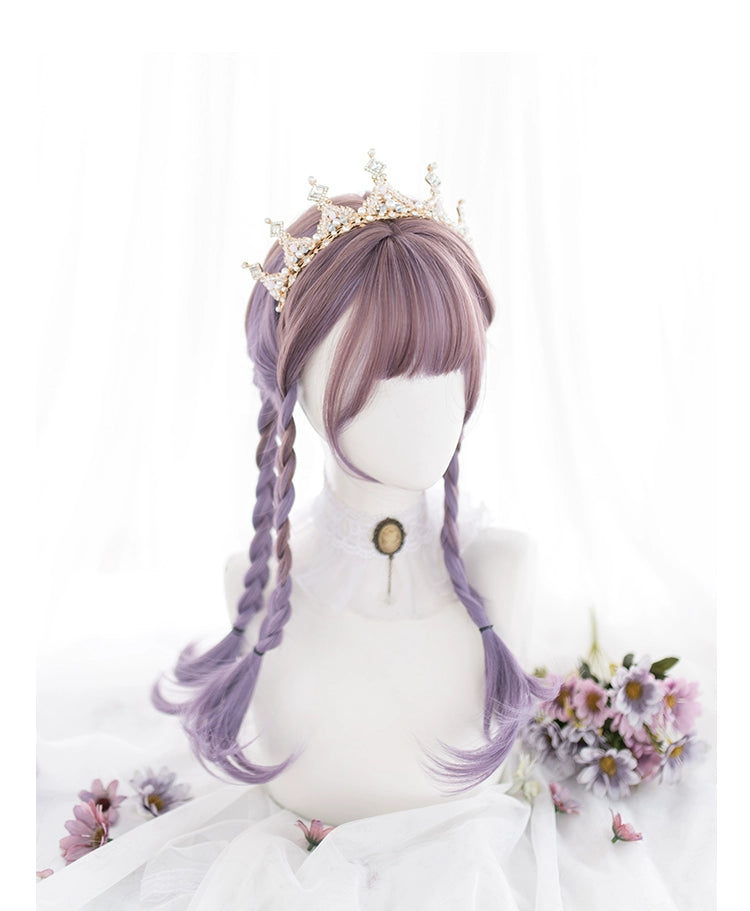 Lolita wig pink purple gradation loose curl long