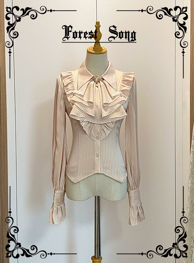 [Resale/Pre-orders until 4/29] Classical striped blouse with jabot tie