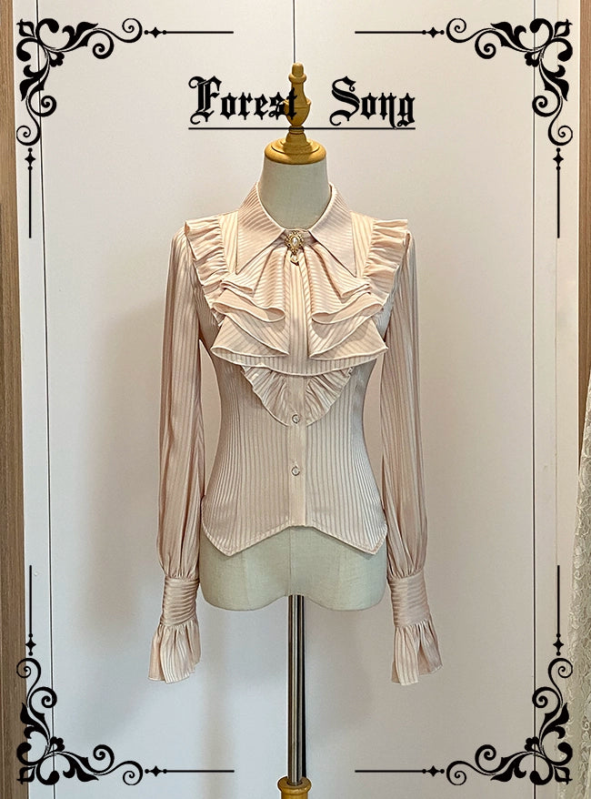 [Pre-order] Classical striped blouse with jabot tie