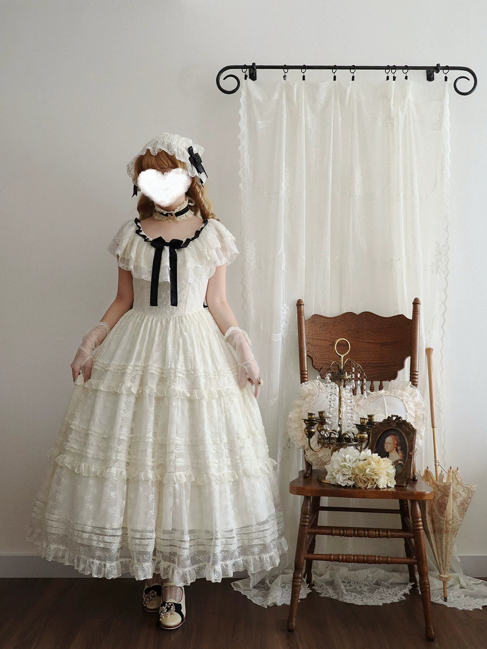【受注予約10/13まで】Dream Lace ショールレースジャンパースカート